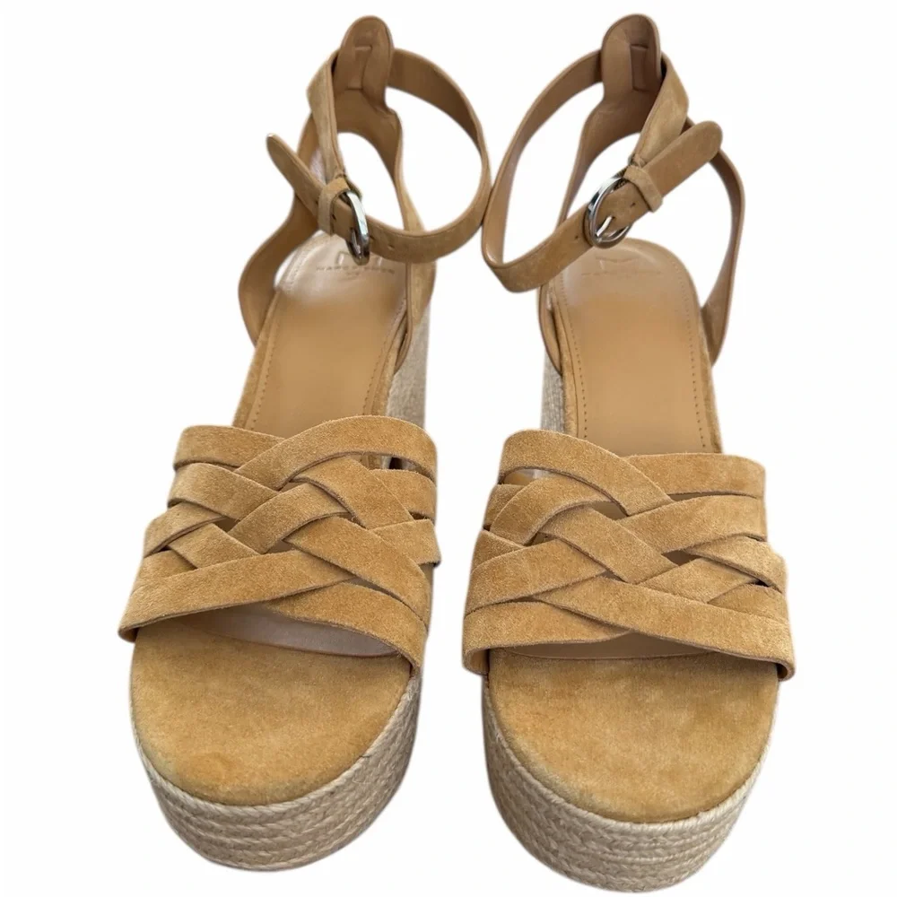 Marc Fisher Suede Braided‎ Platform Sandals - Tan